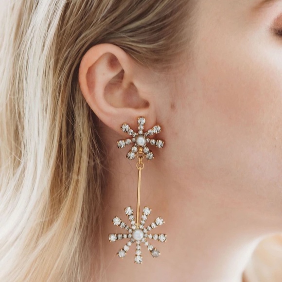 Elizabeth Cole Gold and White Starburst Earrings - Picture 2 of 7